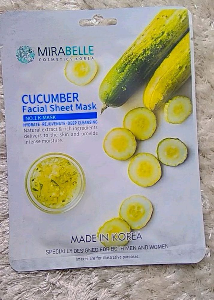 MIRABELLA 🥒 Cucumber🥒 SHEET MASK