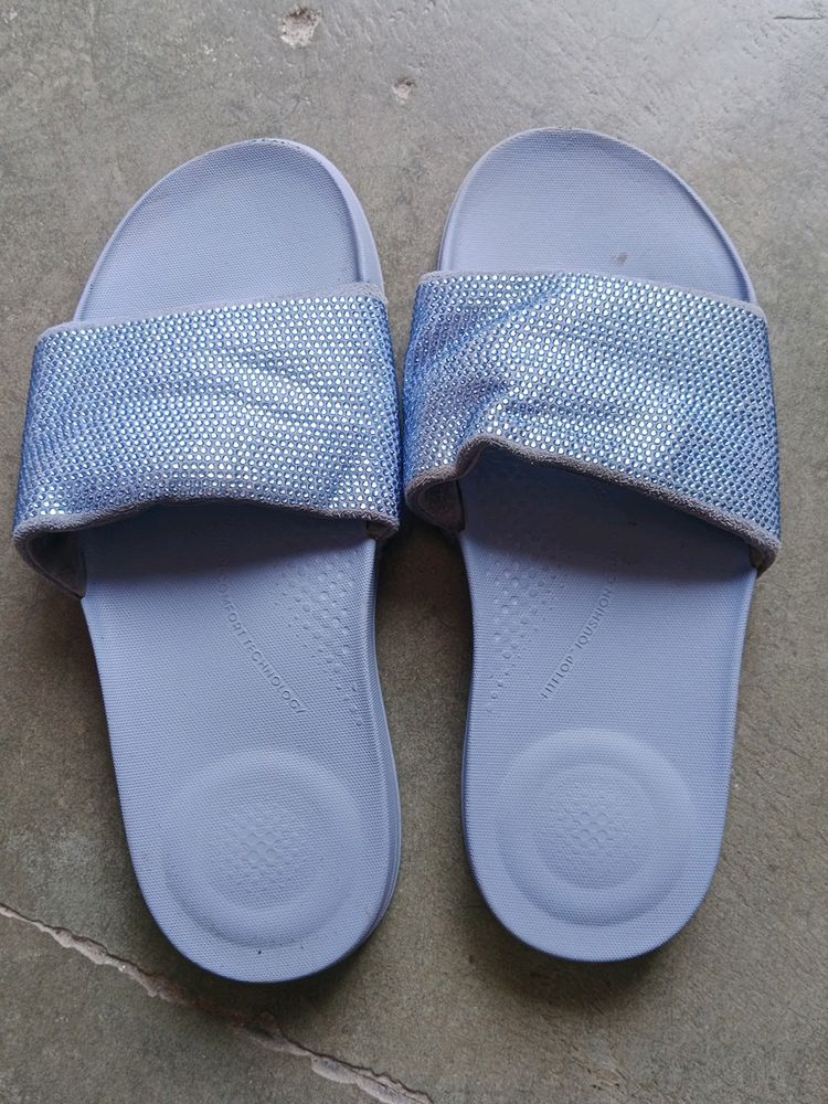 FITFLOP Women's Blue Slides/Flats