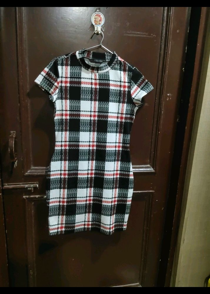 Women Shein White Check Dress