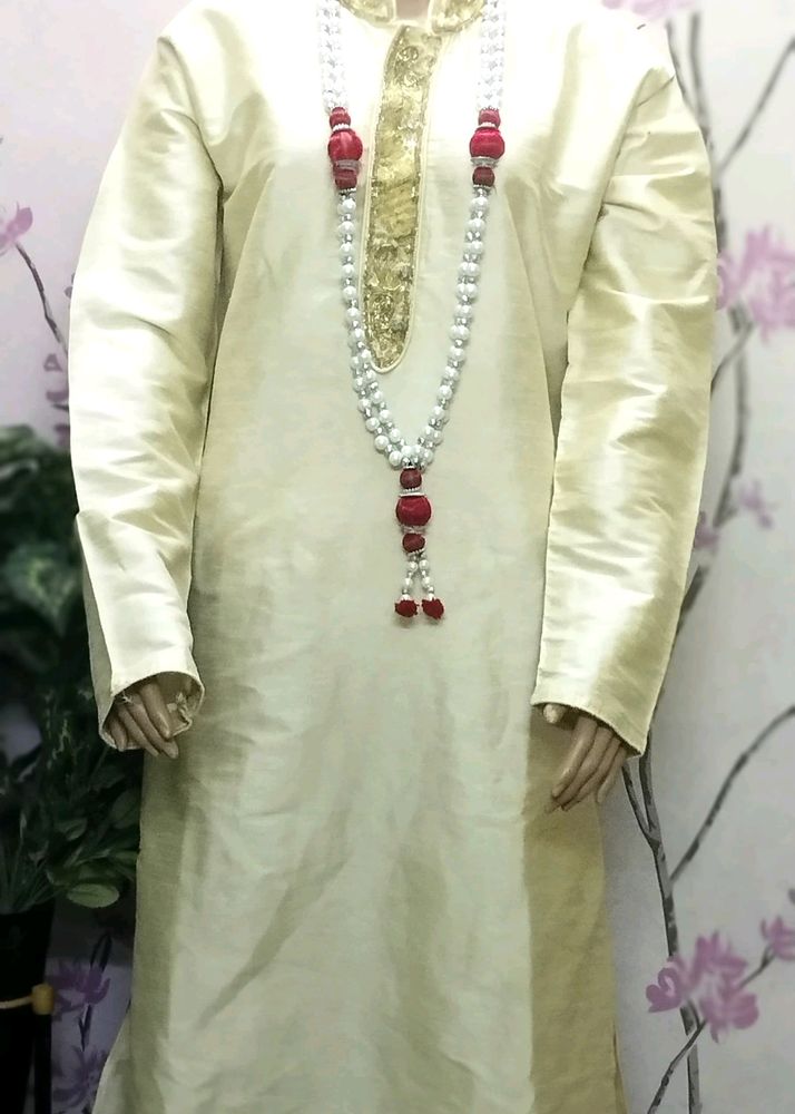 Shirwani cream Rhinestone free mala kardana