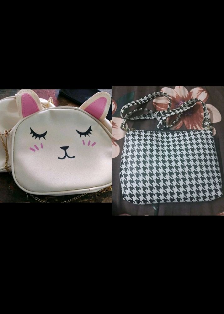 Cat & Black Print Slingbags