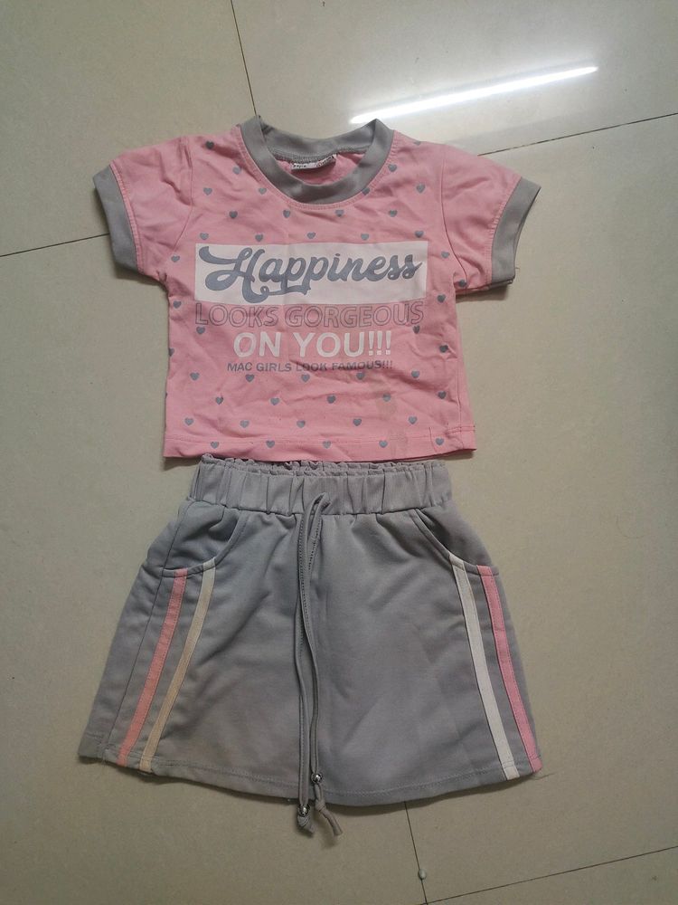 Beautiful Peach Top And Trouser Set For Baby Girl