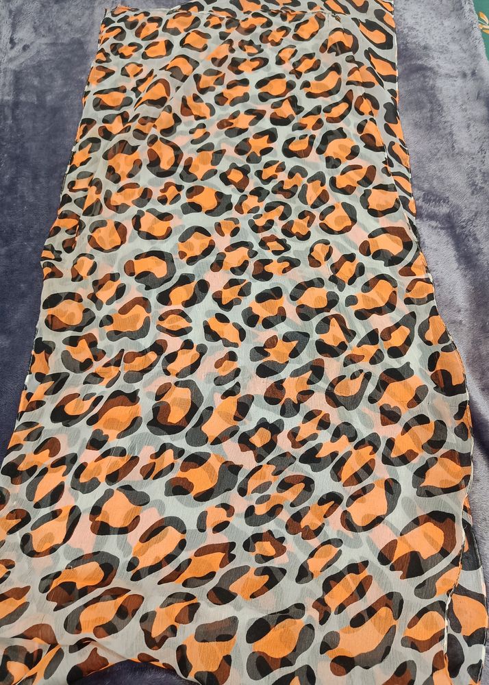 Animal Print Multi Purpose Orange Colour Stole/Sca