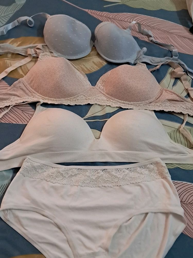 Combo Of Four  Imported Fabric Bra N Panty  Hnm