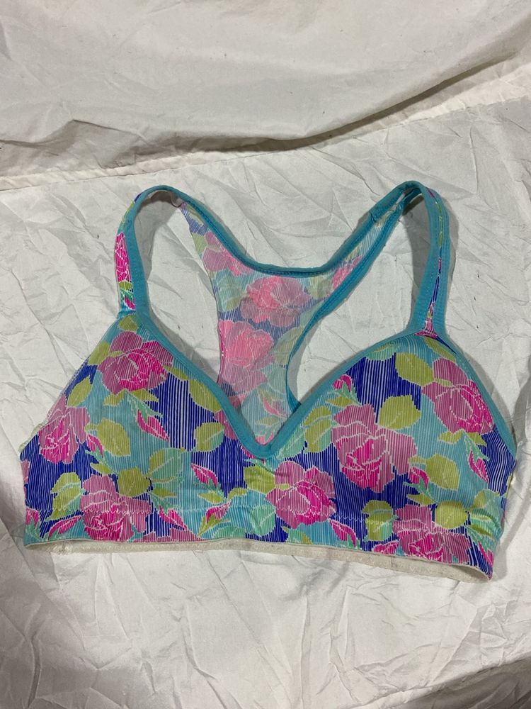 Floral Print Sports Bra Size M