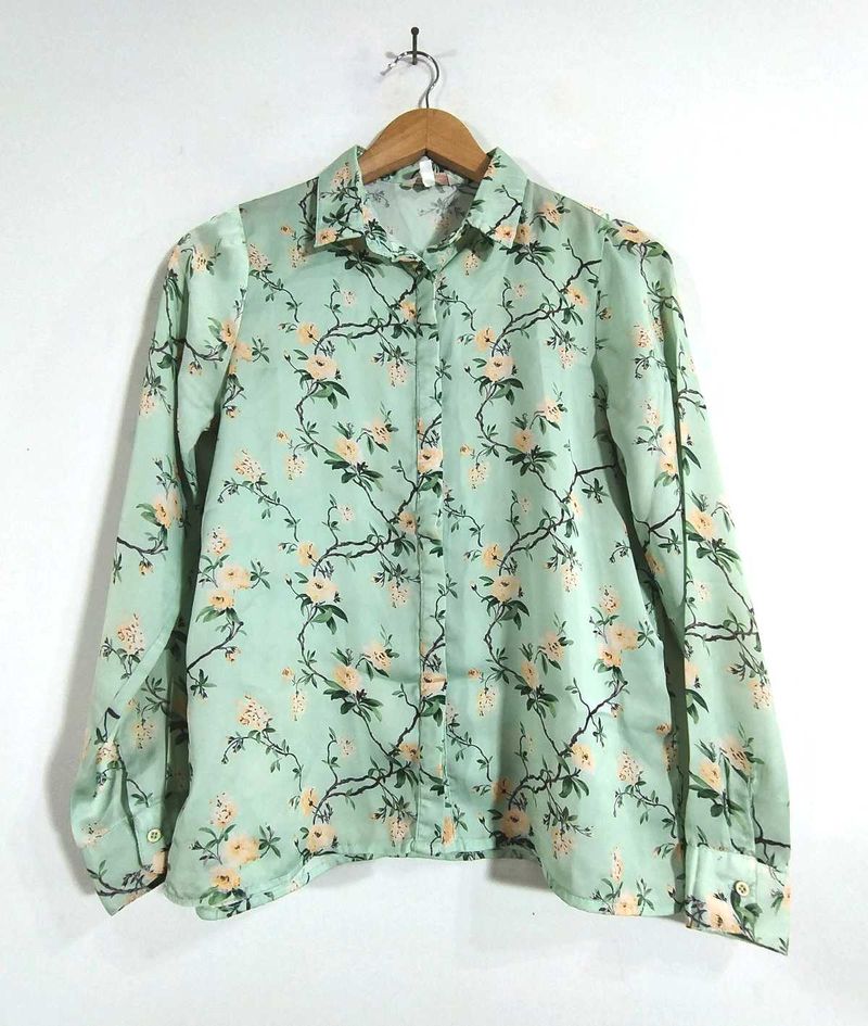 Mint Green Floral Print Shirt (Women's)