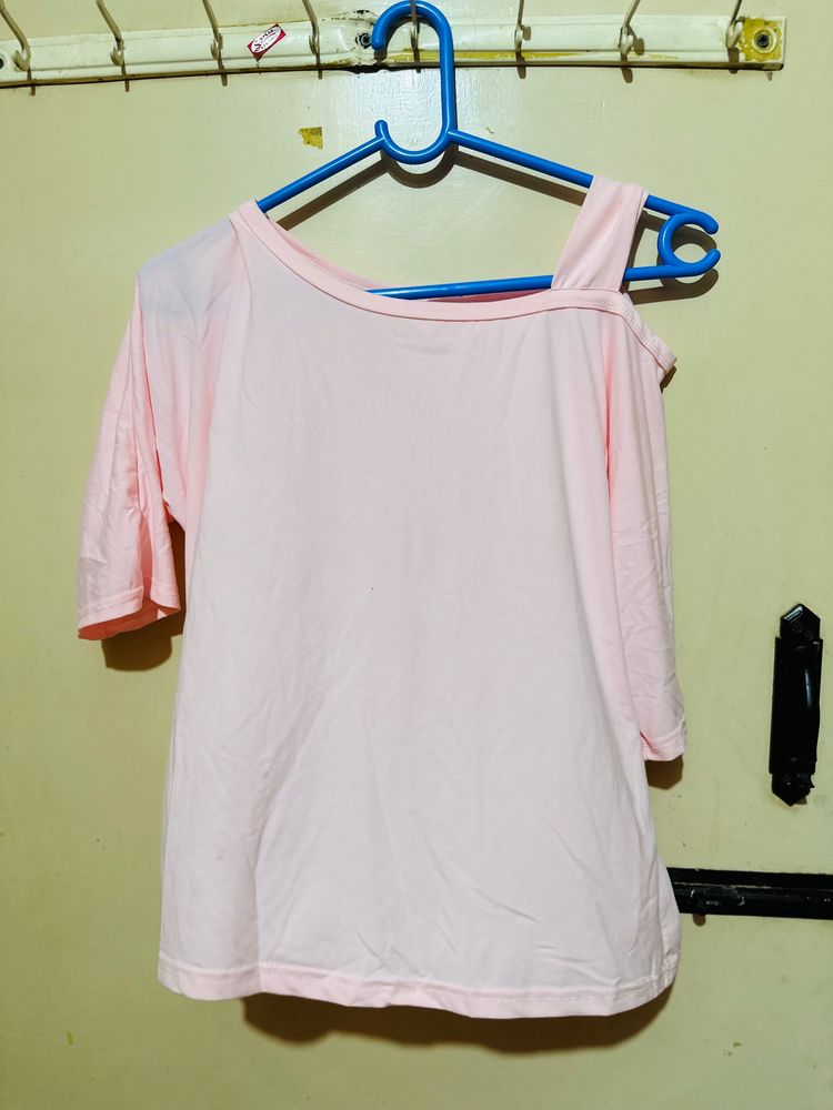 Light Pink One Shoulder Top