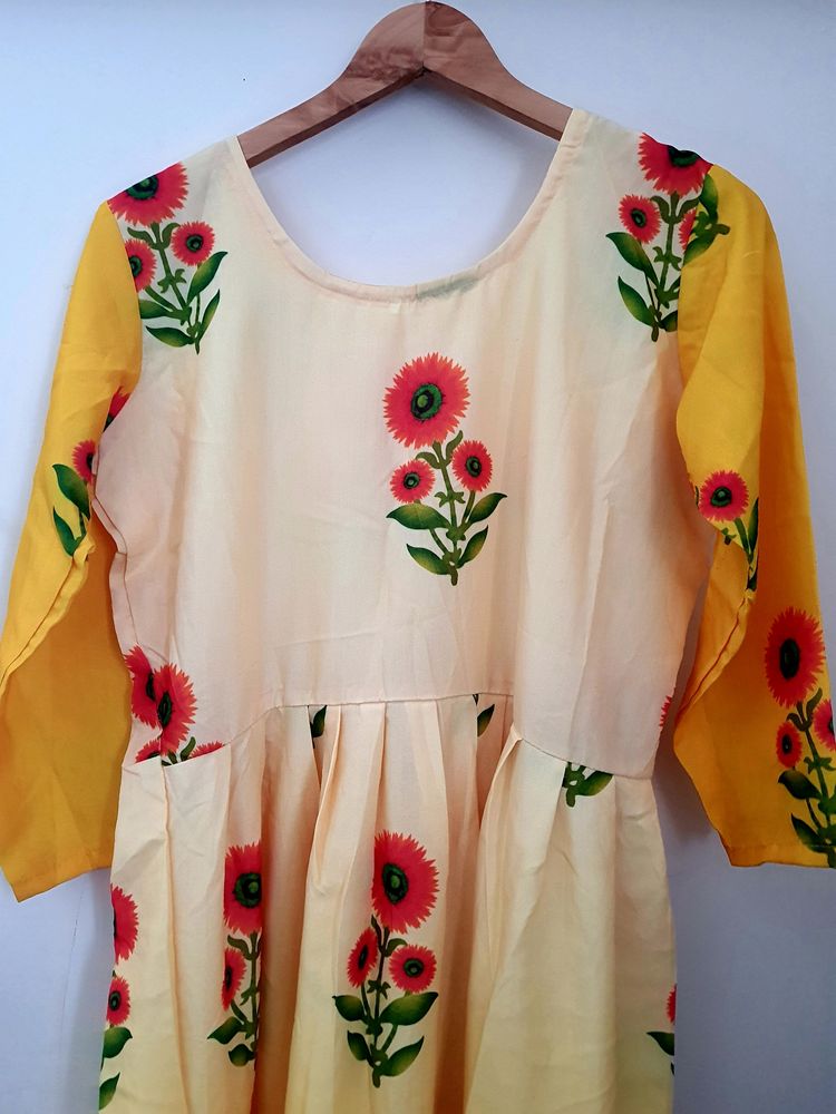 Yellow/Mustard Full Frock For Women