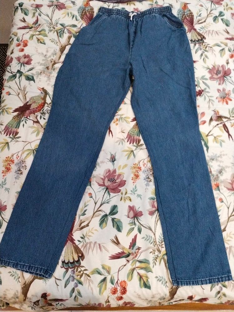 Blue Denim Pants With Pocket