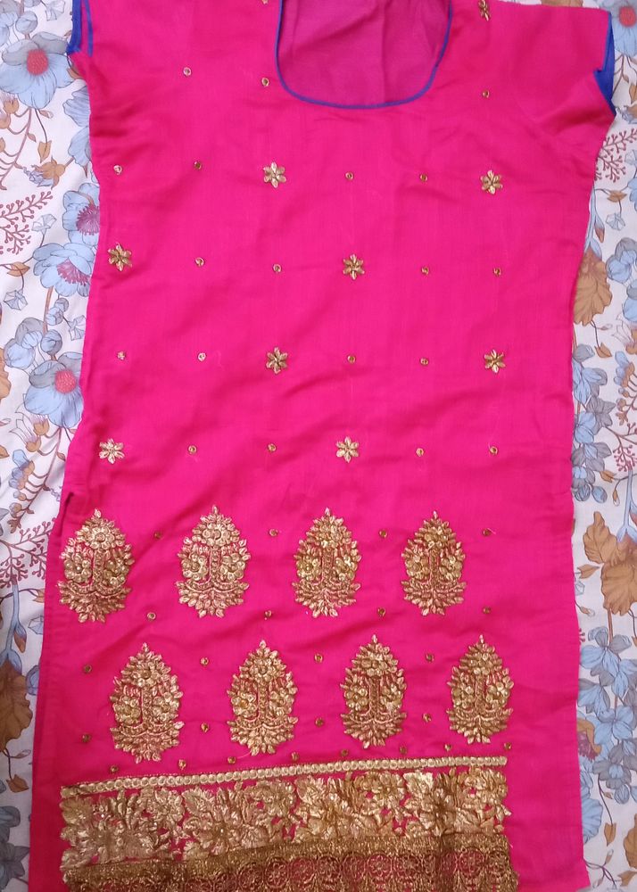 Chudidar In Rose And Blue Combination