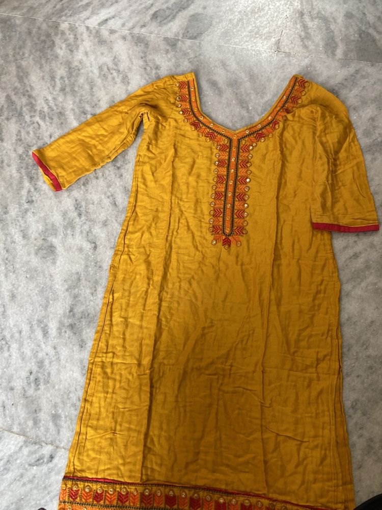 Mustard Cotton Kurta