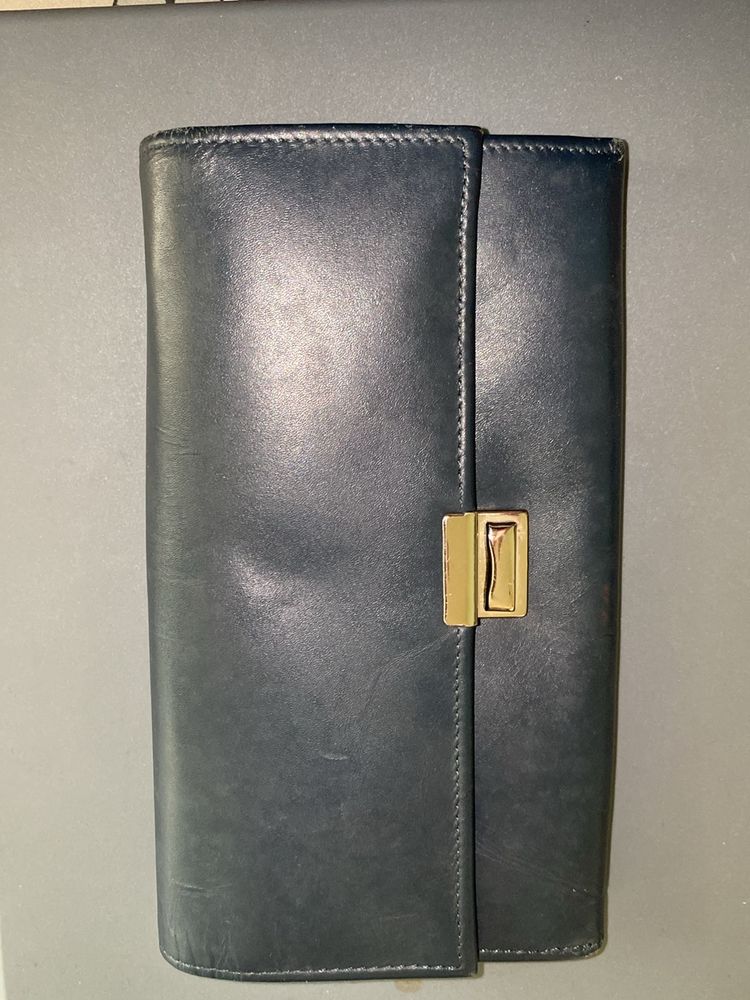 Leather Blue Clutch Wallet