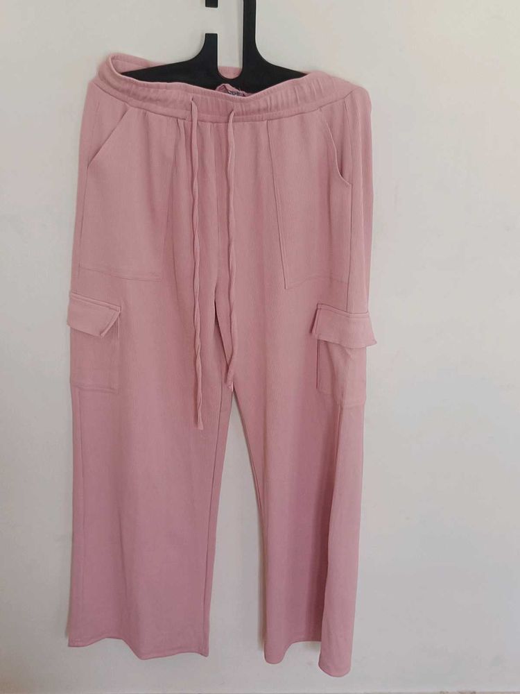 Baby Pink Soft Cargo Ladies Pant