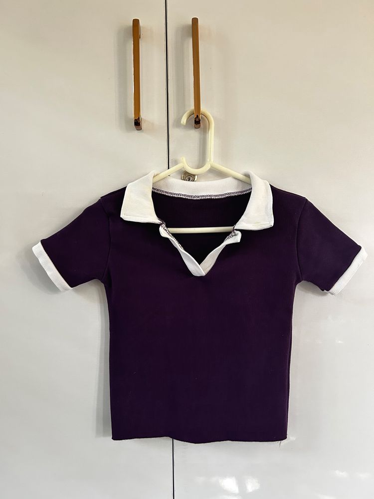 Dark Purple Retro Crop Top