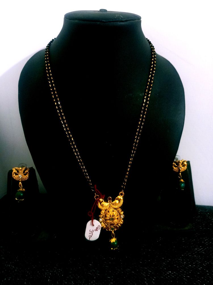 Double Chain Mangalsutra With Earrings