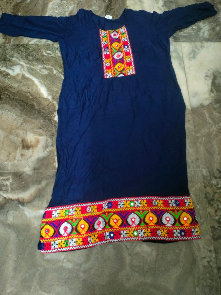 Blue Embroaidary Kurtis Red Palazzo.