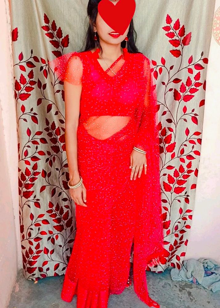 Red Net Saree❤️