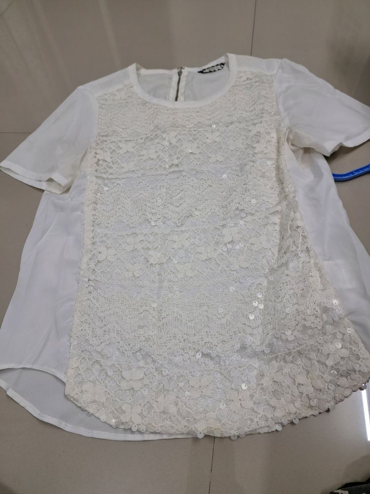 White Party Wear Top