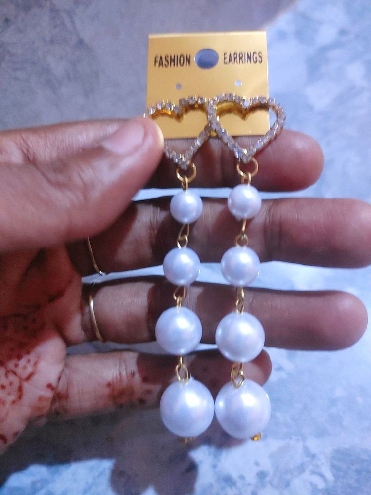 Long Stone And Moti Earing