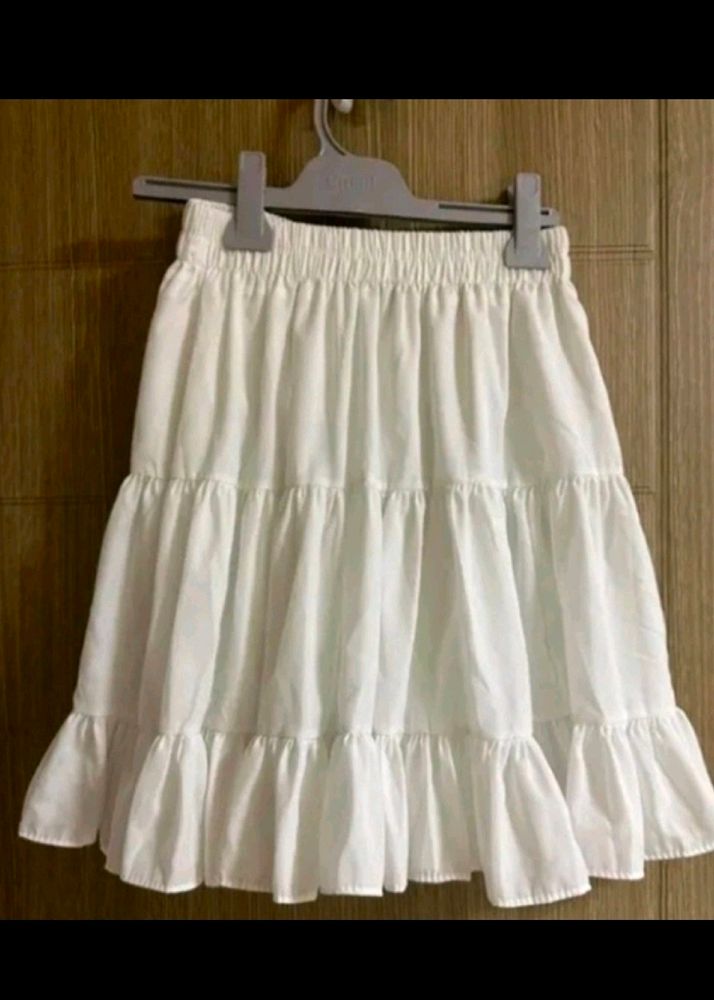 cottage core white mini tiered skirt