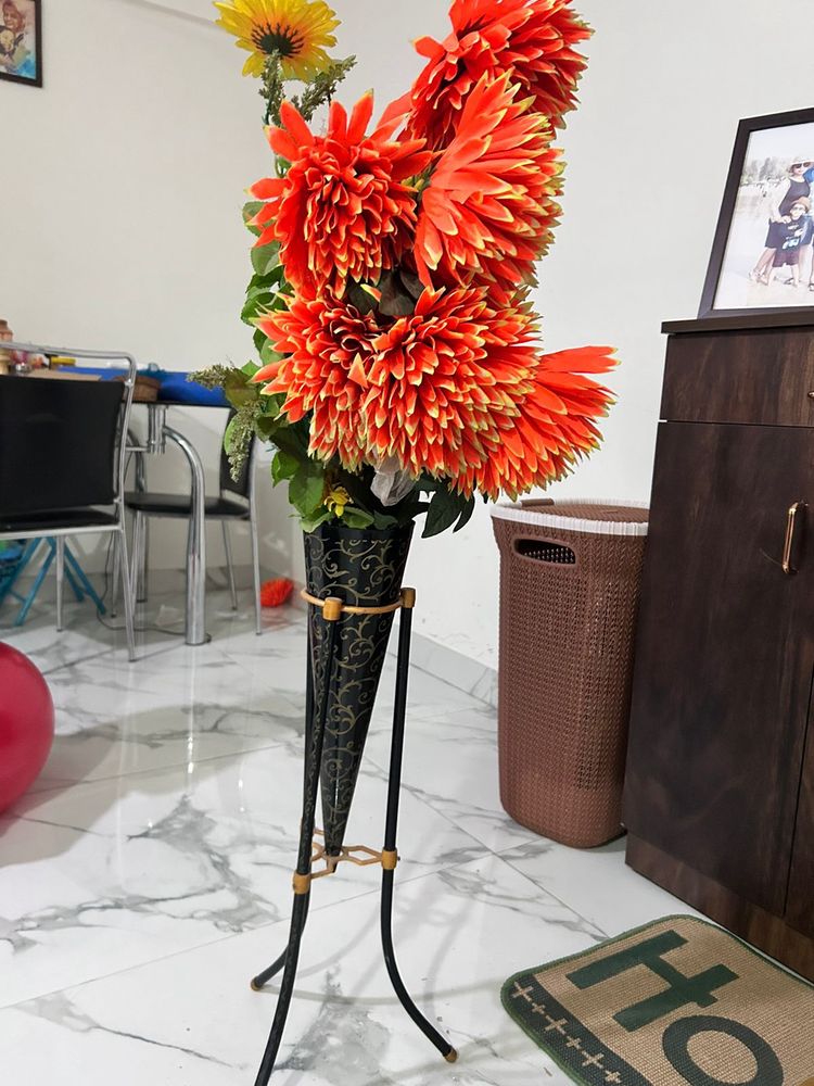 Big Orange Flowers With Vase