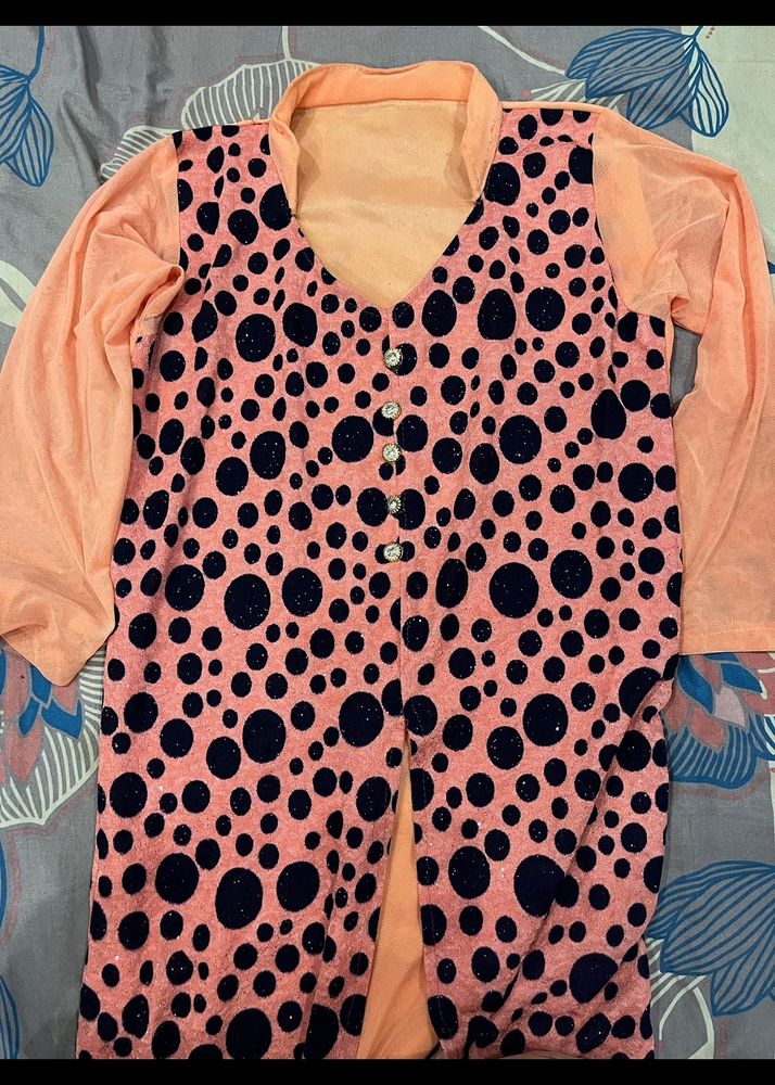 Peach Polka Dot Kurta ( Never Used)