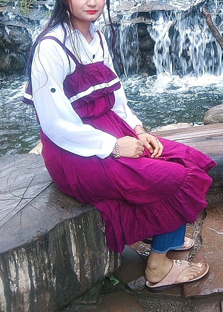 Purple And White Shirt Dress