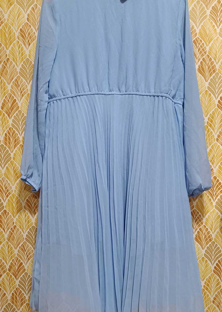 Party Wear Blue Flayered Dress