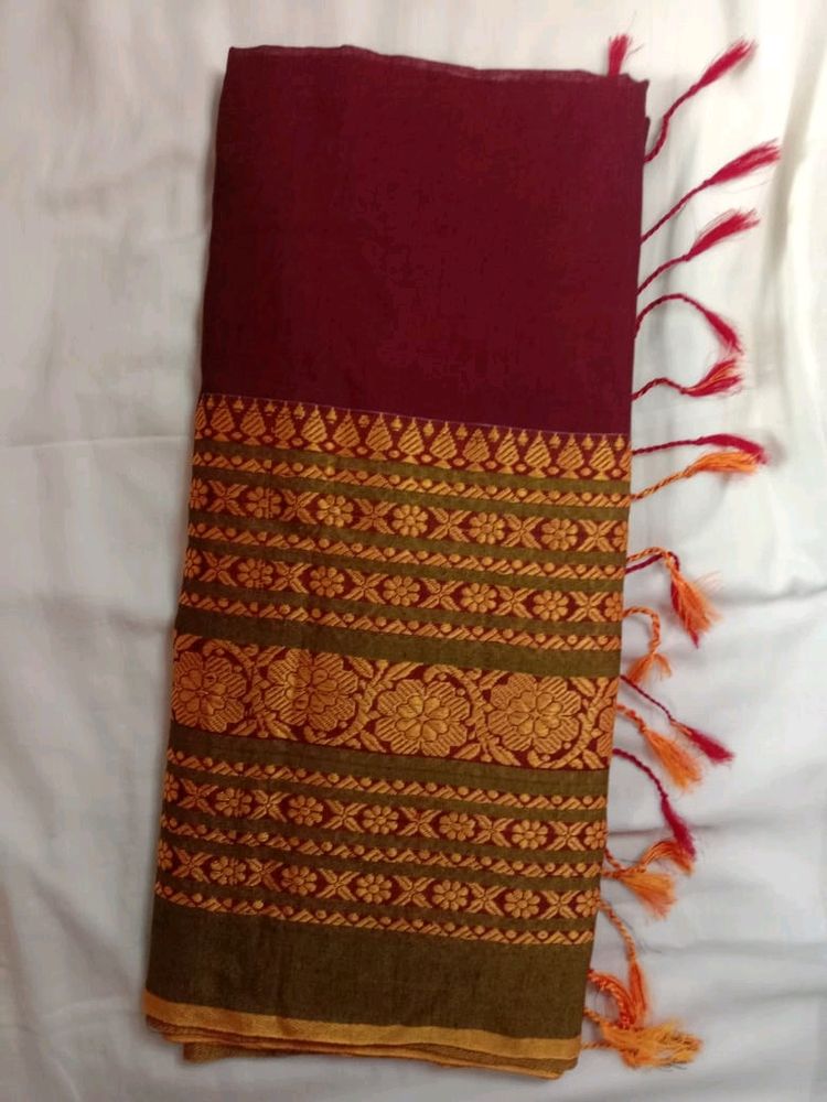 Handwoven Khadi Cotton Begampuri Saree