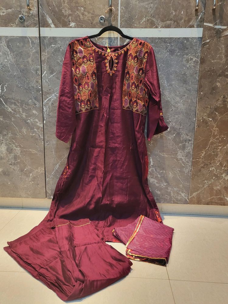 Burgundy Kurta Set