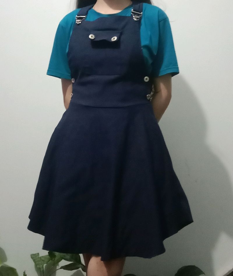 Navy Blue Pinnafore Dungaree Dress