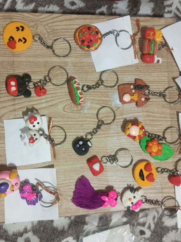 Handmade Clay Keychain.... Combo Of 13