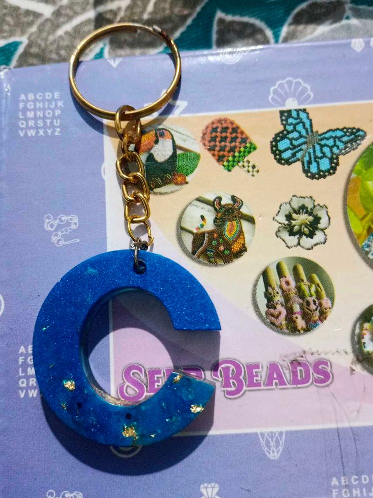 Resin Art C Alphabet Keychain