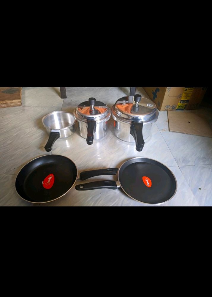 Pigeon 5 Pieces( Cookers 3,5,2l+ Tawa+ Pan Brand N