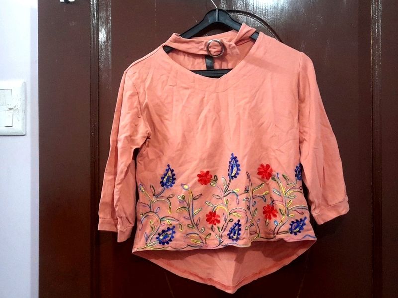 🪸 Coral Colour Top With Handmade Design