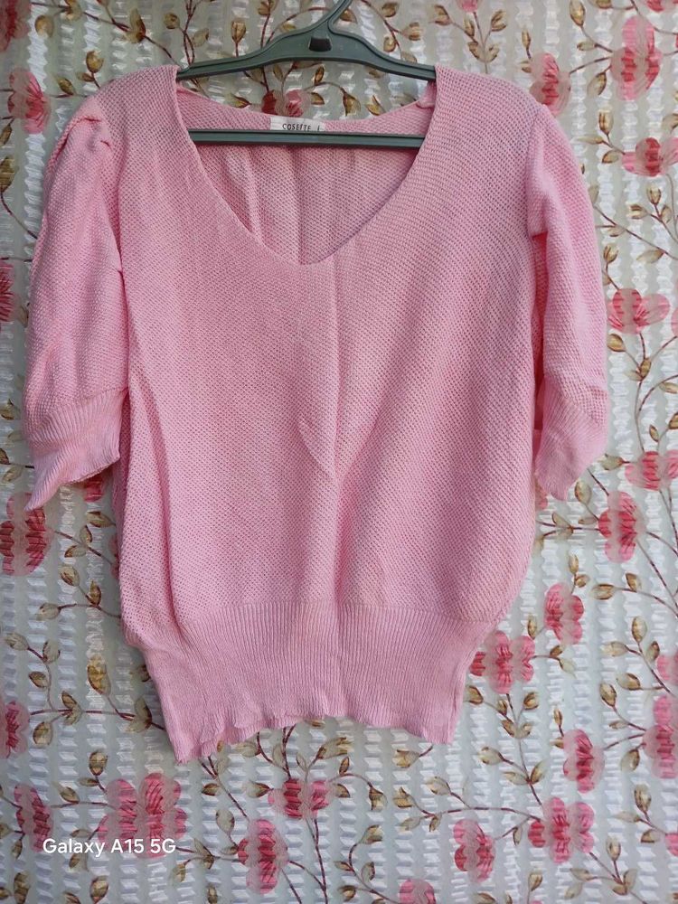 Pink Ballon Sleeve Top