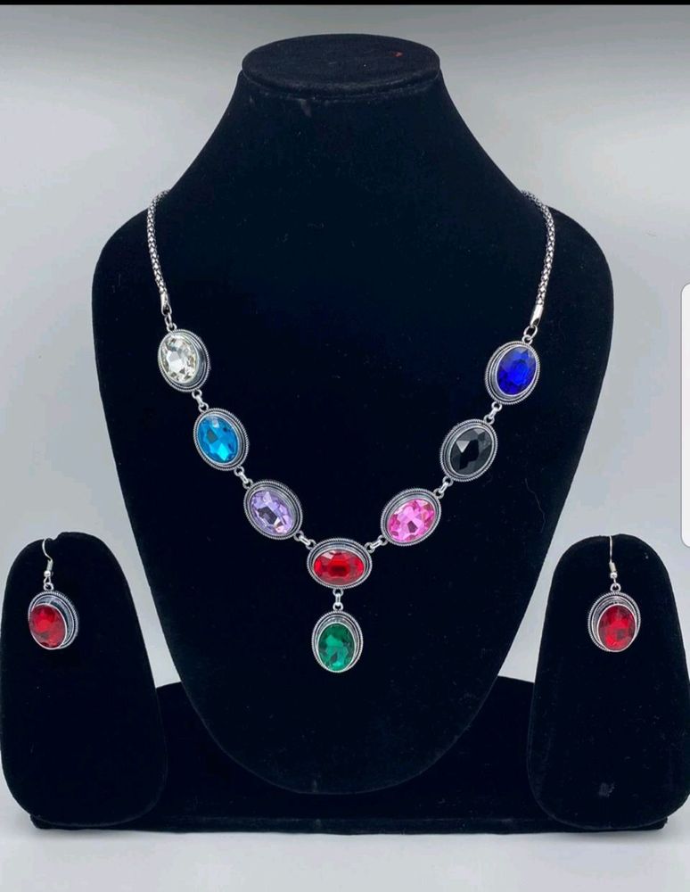 Deep colorful Angelic Crystal Pendant Necklace for