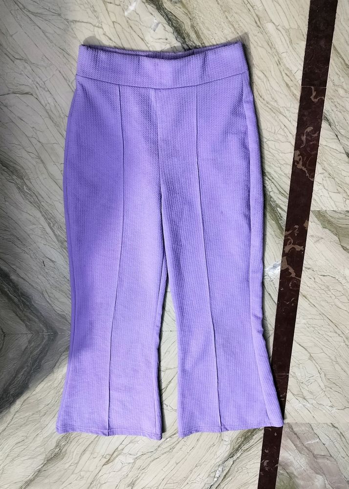 Lavender Bootcut Cut Body Fit Trousers.