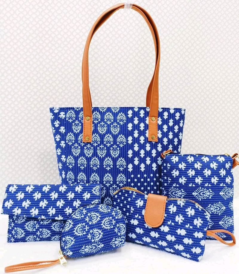 Blue Ikkat Bags