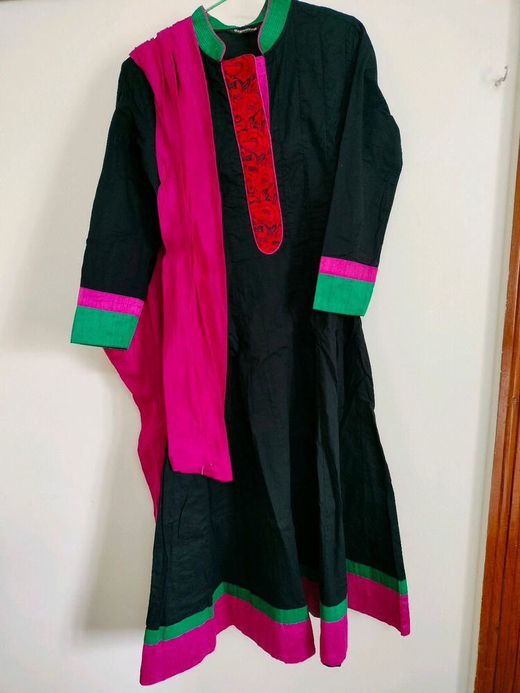 Black & Pink Kurta Set