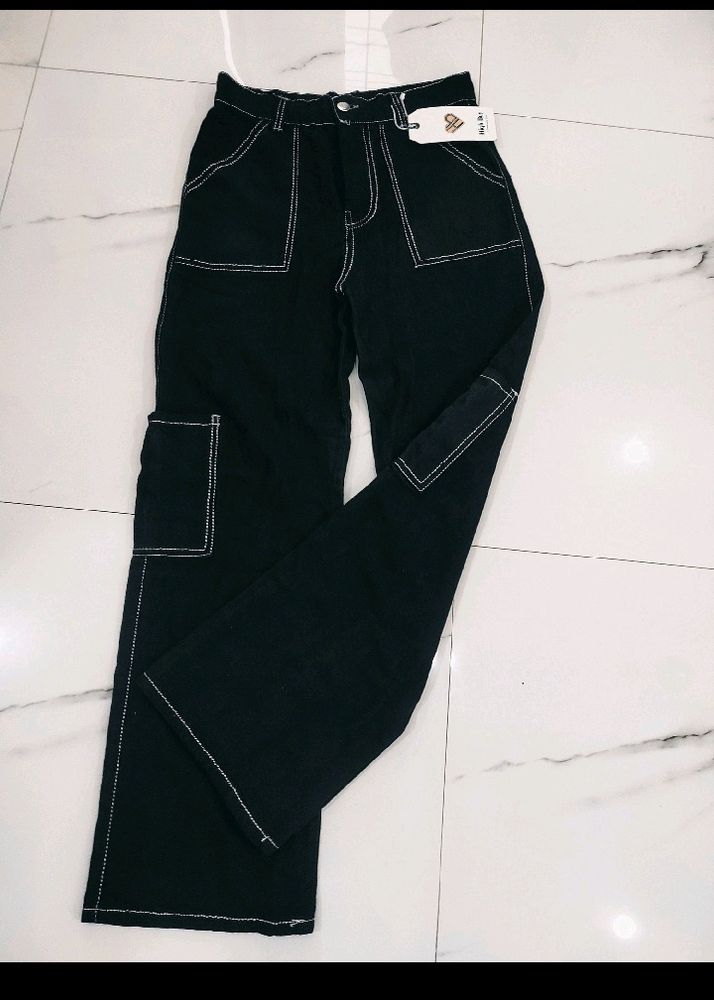 New Brand Black Cargo Jeans With Tag