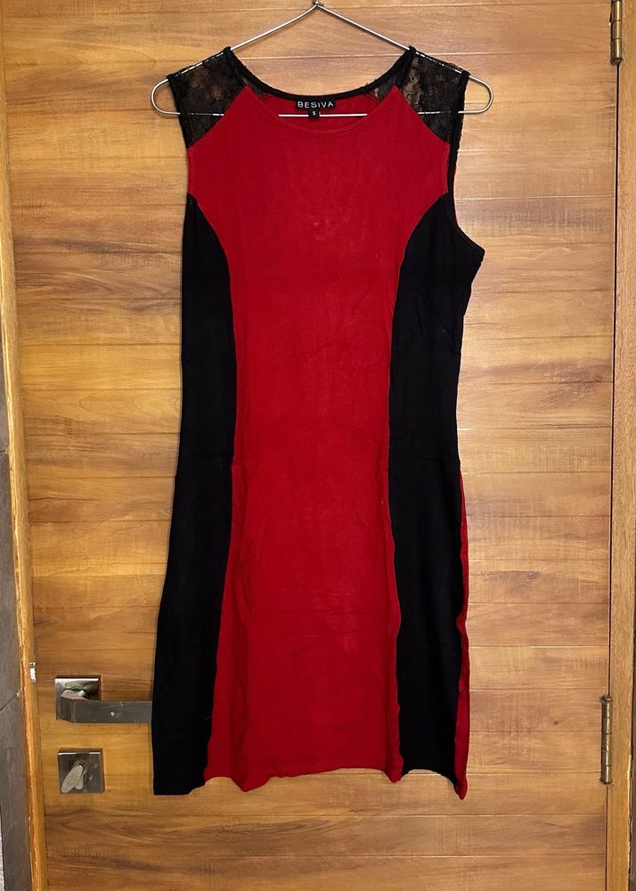 Black & Maroon Bodycon Formal And Party Dress