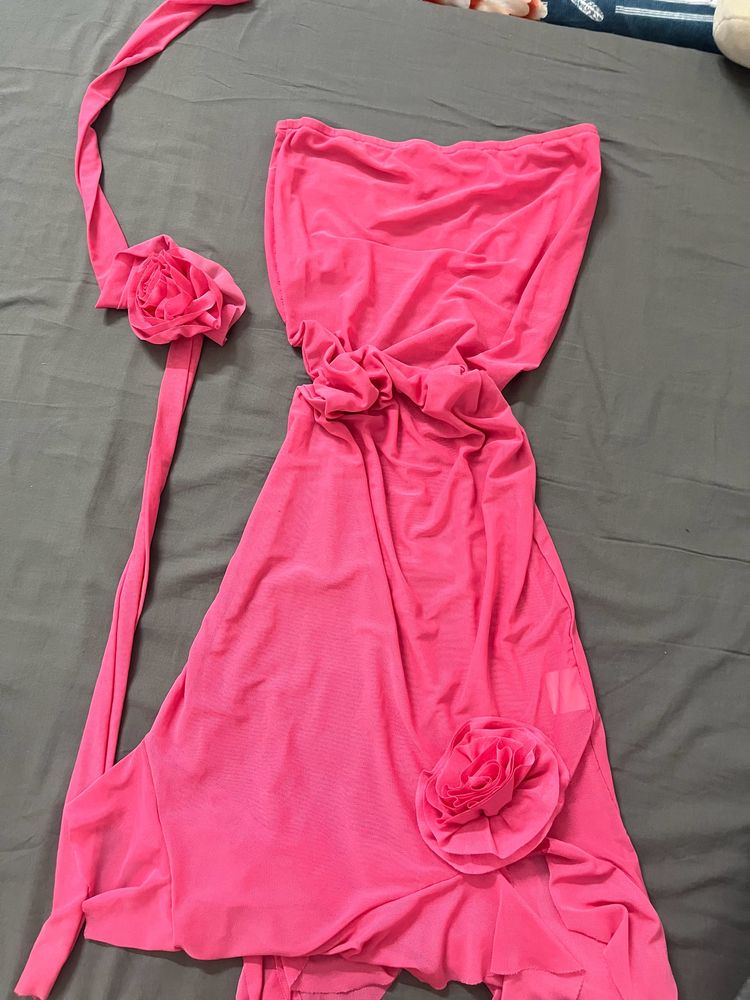 pink chiffon dress