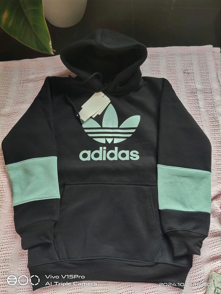 Men'Kangaroo pocket hoodie Adidas Logo Printed