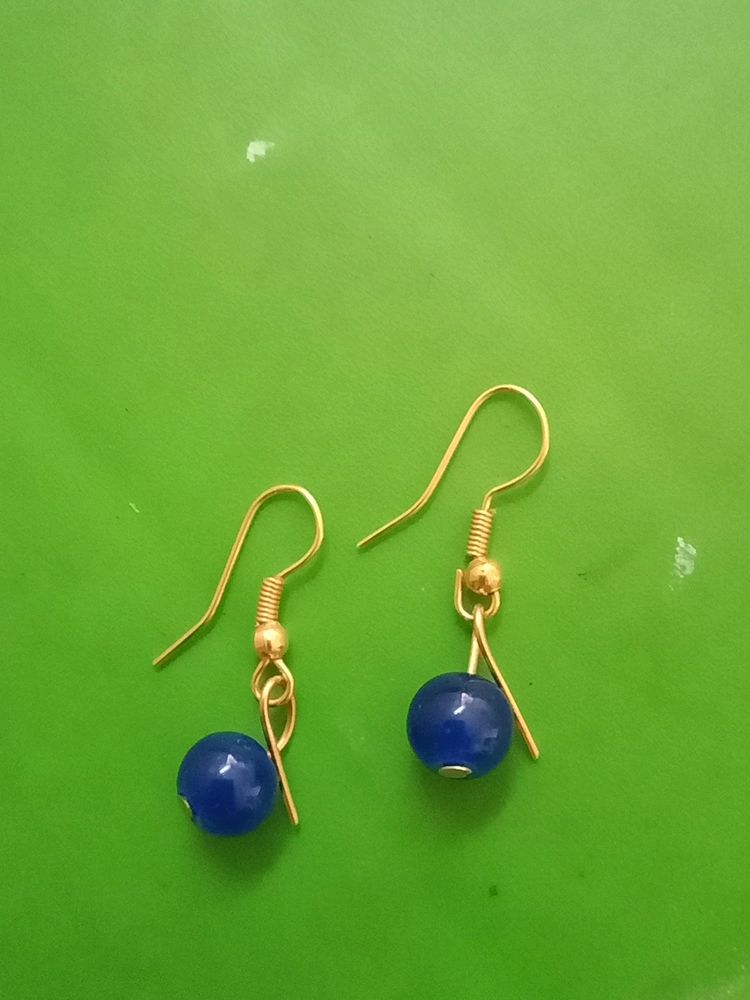 Handmade  Dark Blue hanging Earring