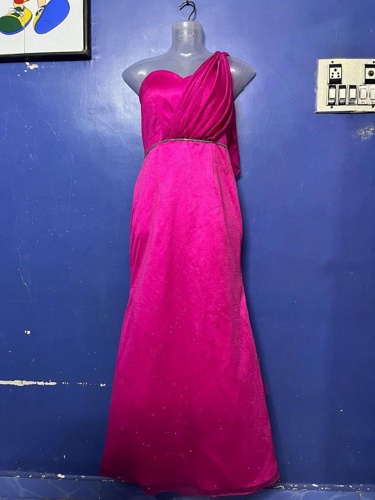 Korean Long Designer Pink Gown