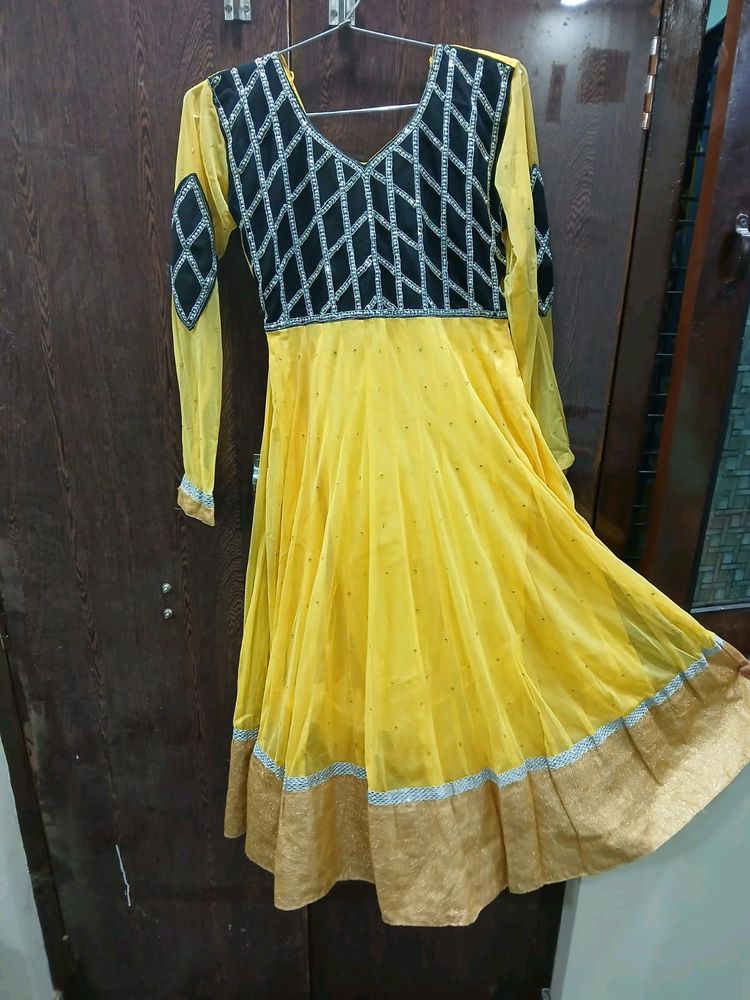 Black And Yellow Frock  Welvet