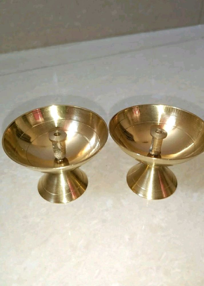 Pack Of 2 New Brass Diya