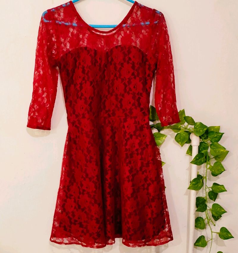 Women's Red Net Dress