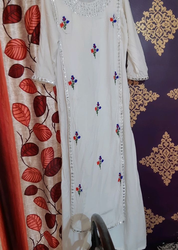 White A Line Kurti Full Length